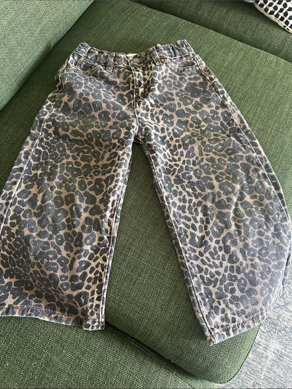 Girls' Leopard Print Wide Leg Casual Pants - Brown/Black